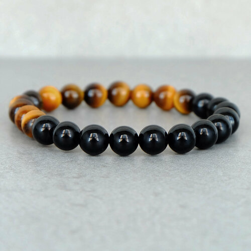 Браслет-нить Ruby-Ruby, оникс, тигровый глаз, размер 20 см, размер M, черный