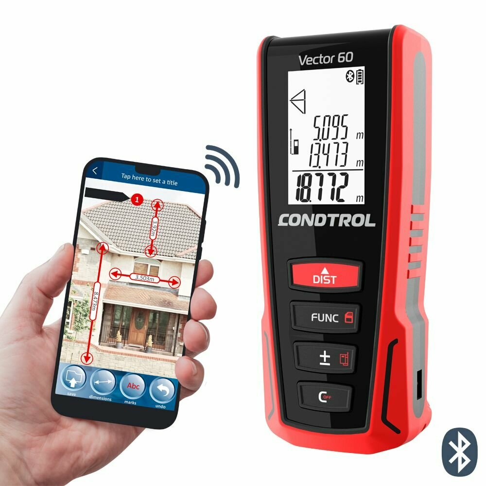 Лазерный дальномер CONDTROL Vector 60, точность 1,5мм, подсветка дисплея, до 60м — фото 1