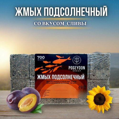 Жмых рыболовный подсолнечный / прикормка рыболовная / макуха для рыбалки POSEYDON Слива 