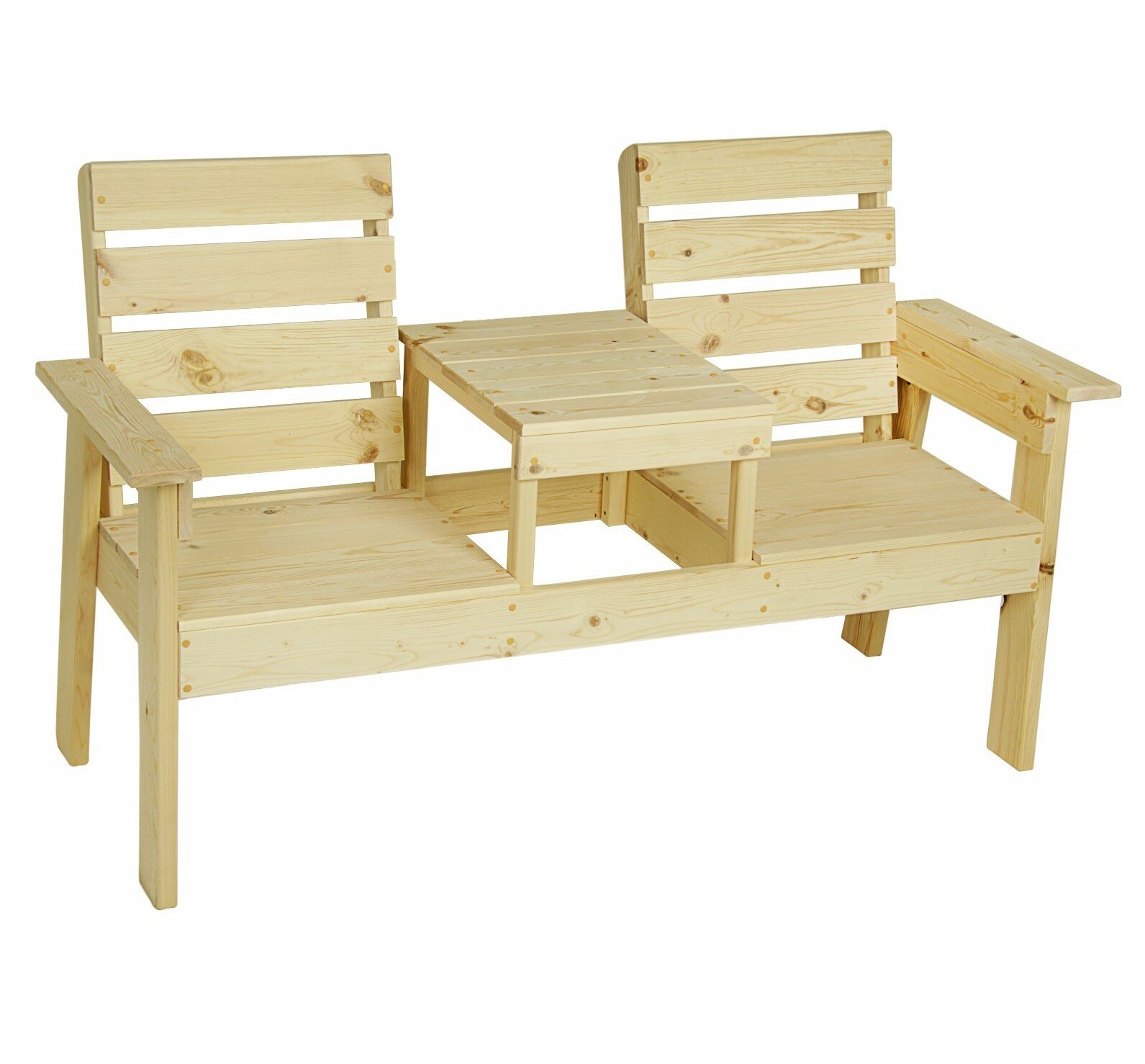 Скамейка "CraftWood78" со столиком, дерево, 90см x 60см x 160см, бежевая