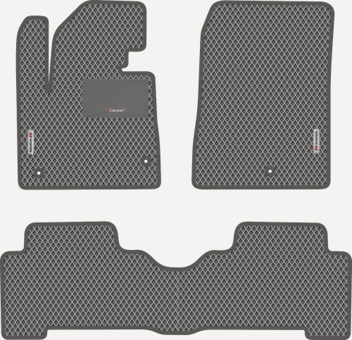 Изображение товара Автомобильные коврики EVA для Hyundai Santa Fe III (2012-2018), с каучуковым подпятником и 2 эмблемами Hyundai, серые с серым кантом, ячейка - ромб