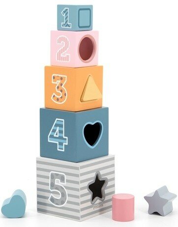 Пирамидка-кубики Viga, с сортером, в коробке 44016