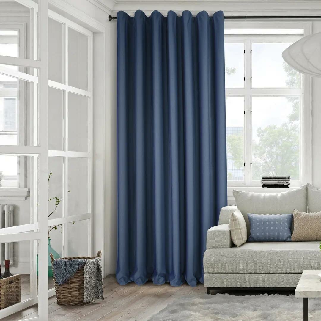 Штора на ленте Аликанте 160x260 см цвет синий