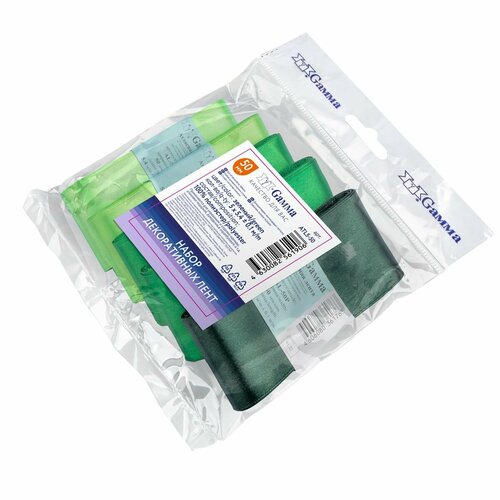 Набор атласных лент 50 мм 5 шт 54 м Gamma ATL5-50 зеленый 881₽