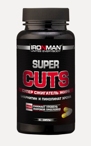 Изображение товара Капсулы для похудения и контроля веса Ironman Сжигатель жира " Super Cuts" 60 капcул /L-карнитин/пиколинат хрома