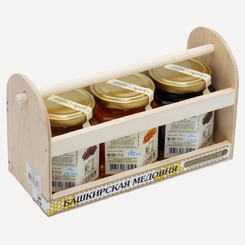 Изображение товара Медовый набор с сухофруктами "Башкирская медовня" Цветочный 250 гр х 3 ш