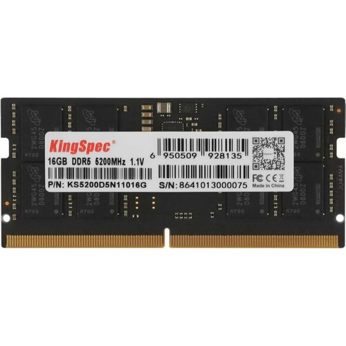 Память SO-DIMM DDR5 16GB 5200MHz Kingspec KS5200D5N11016G RTL PC5-41600 CL40 288-pin 11В single ran 5052₽
