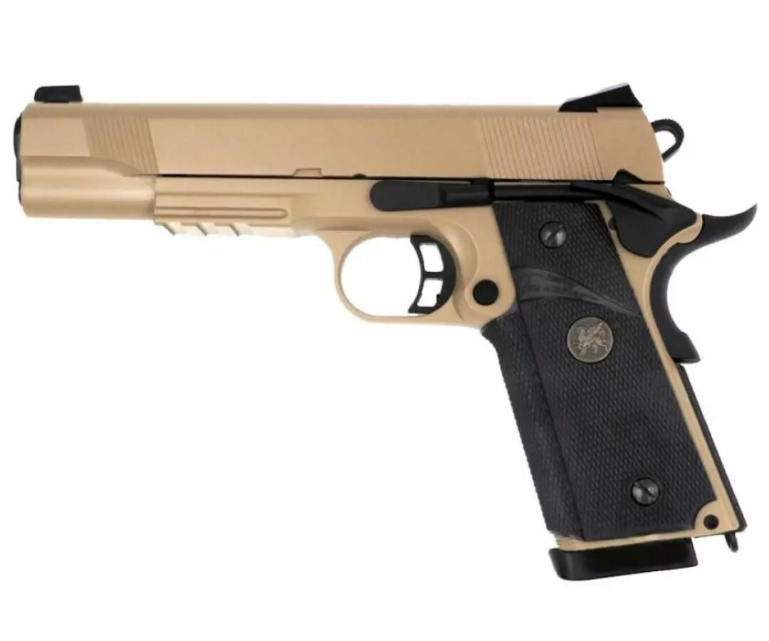 Пистолет пневм. KJW COLT M1911 M.E.U. СО2, TAN, металл, KP-07