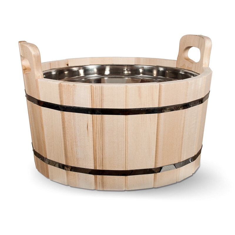 Шайка из липы 17 л с емкостью из нержавеющей стали