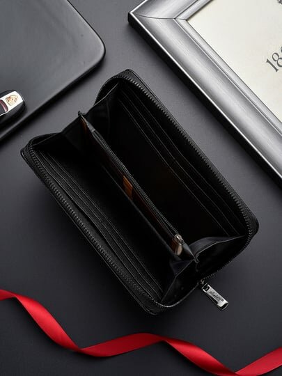 Кошелек , фактура зернистая, черный — фото 1