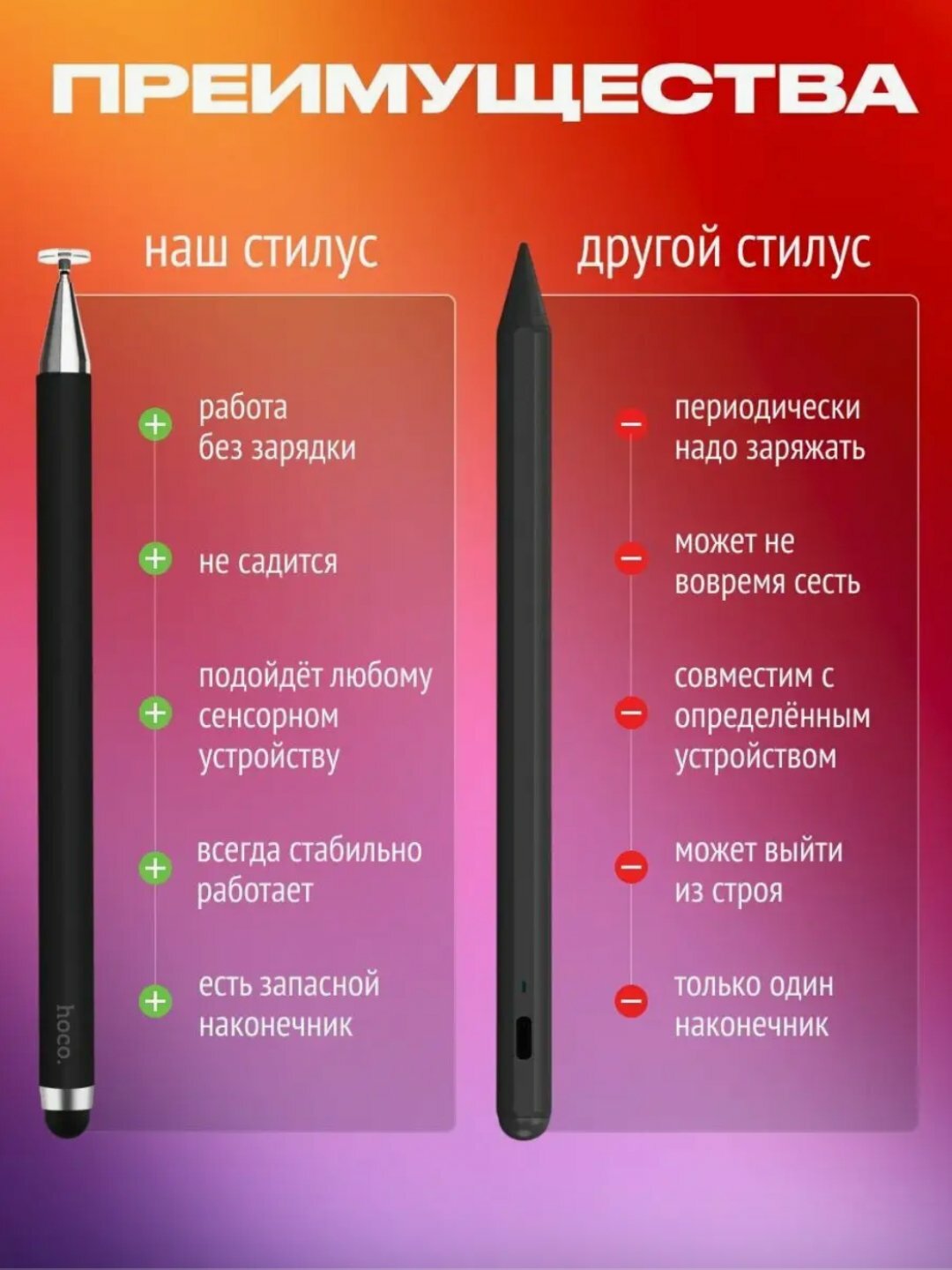 Стилус Hoco Universal pen, универсальный для планшетов и телефонов — фото 1