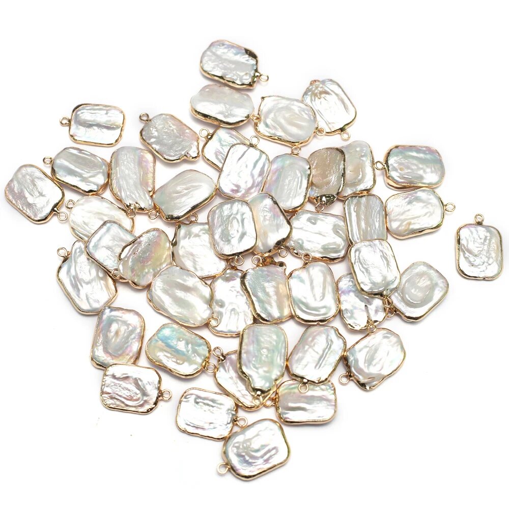 1 шт. 15x25 мм белый квадратный жемчуг кулон натуральный пресноводный жемчуг подвески для изготовления ювелирных изделий DIY женское ожерелье серьги аксессуар White 15x25mm -1pc