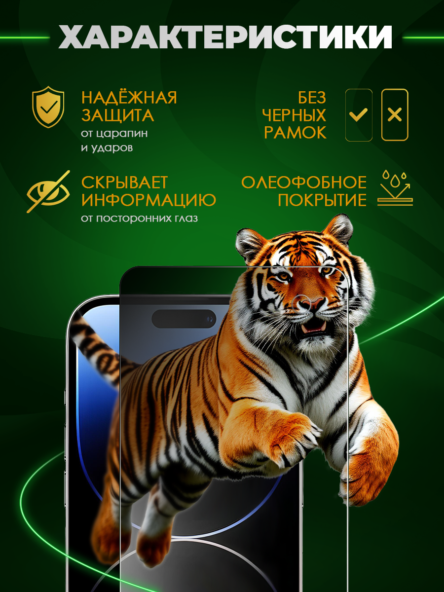 Защитное стекло самоклеящееся с боксом iPhone 16 Pro Max, iGrape (Антишпион) / стекло на айфон 16 про макс — фото 1