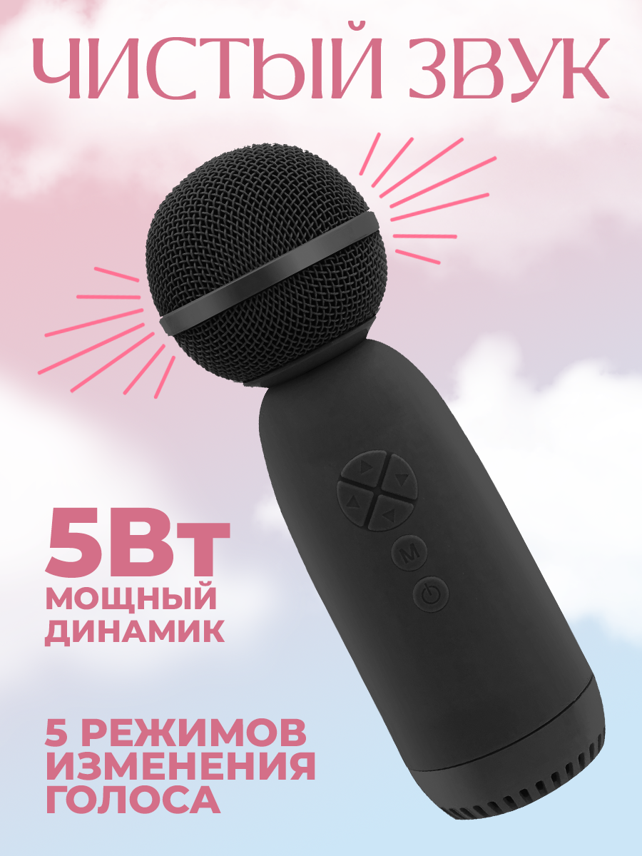 Профессиональная караоке система для дома, портативная, колонка с микрофоном, 5 видов изменения голоса, FM радио, черная