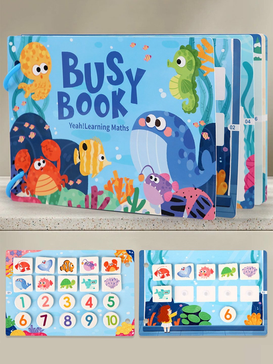 Развивающая книжка и алфавит для детей Busybook, Монтессори на липучках, дикие животные, домашные животные , подводный мир, мир динозавров всё это в этой серии развивающий Busybook книжки