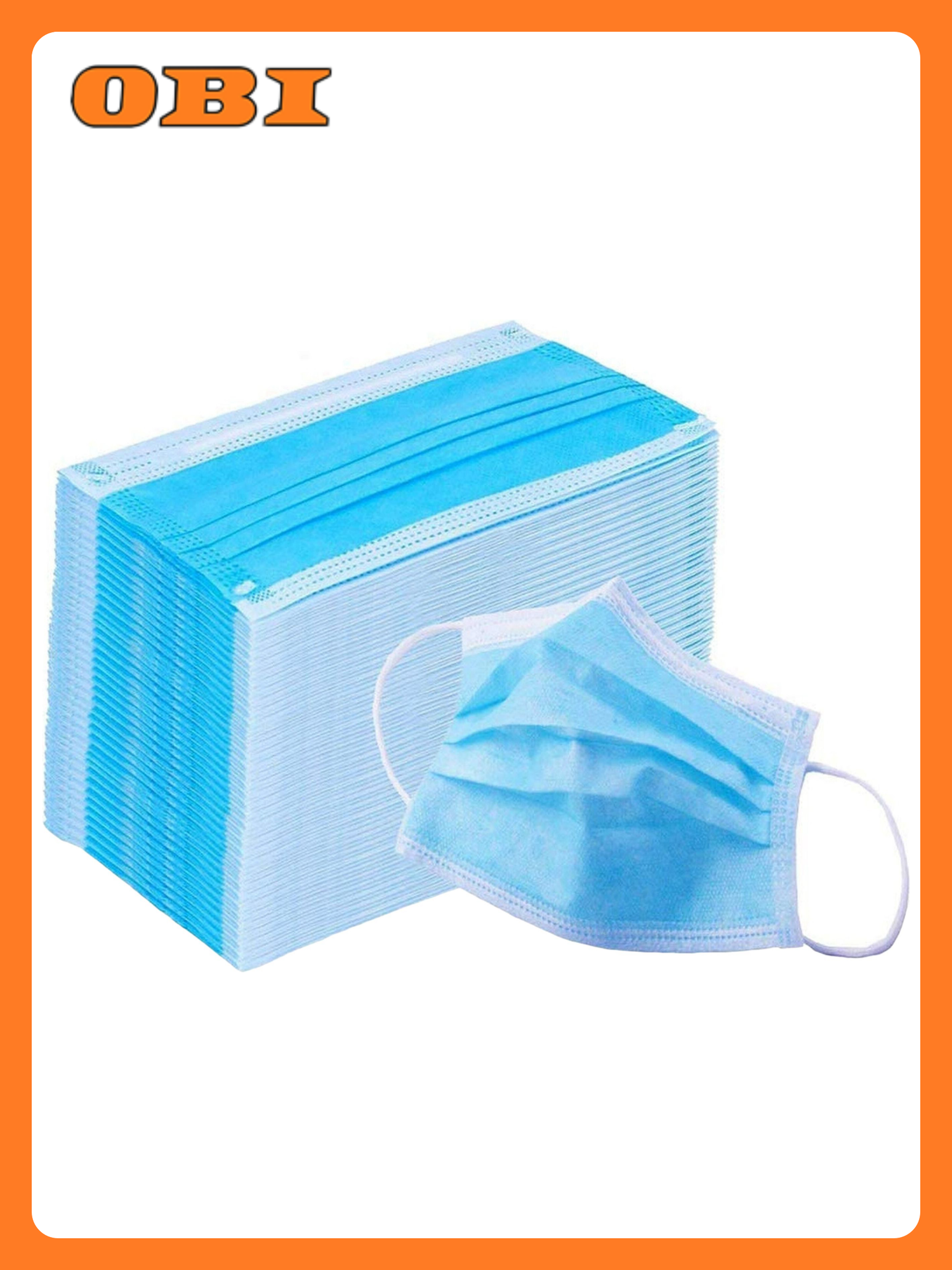 Полумаска защитная СПК 28832 трехслойная с носовым фиксатором голубая 50 штук