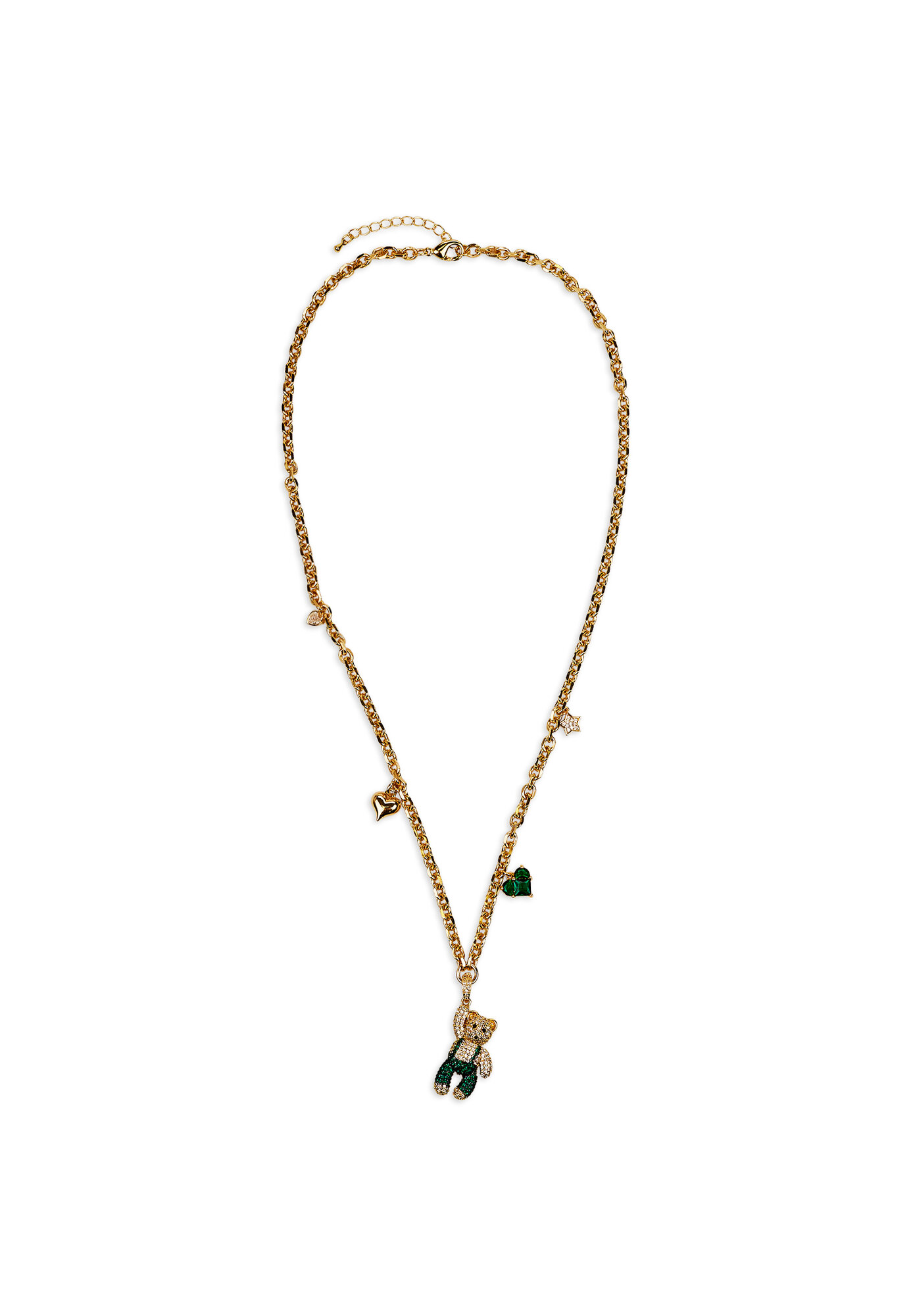 Колье YAROSLAVNA, циркон, халцедон, длина 37 см, золотой, зеленый — фото 1
