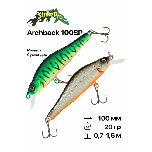 Воблер Strike Pro Archback 100SP, 100 мм, 20 гр, 0,7-1,5 м, #GC01S/A70-713