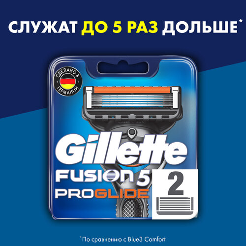 GILLETTE Fusion 5 ProGlide Сменные кассеты для бритья с 5 лезвиями, мужские, 2 шт жилетт фьюжн проглайд сменные кассеты для бритья 4