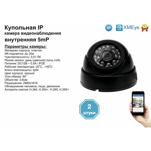 (2шт) DVB300IP5MP(POE). Внутренняя IP камера 5мП с ИК до 20м.