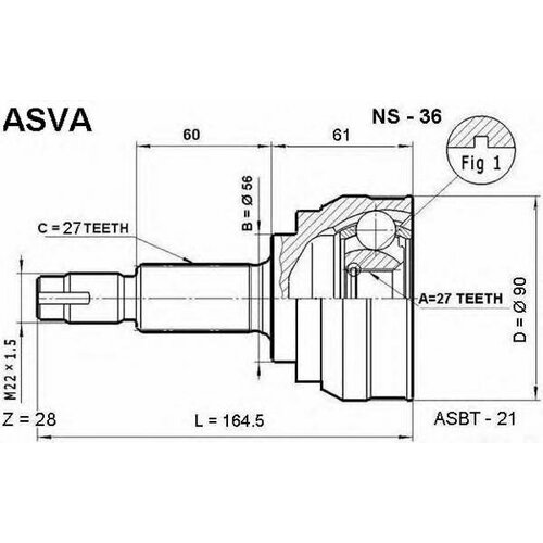 Шрус наружный 27x56x27 Asva NS36