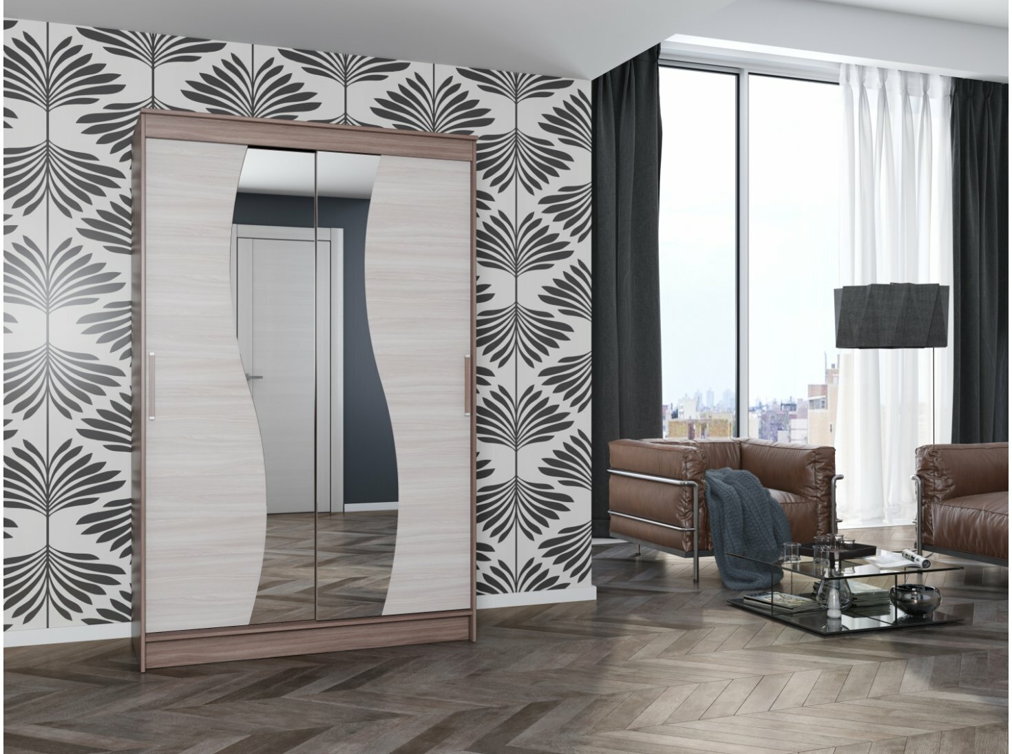 фото Шкаф-купе "Элегант 6" 1,26 м - ясень шимо темный/ясень шимо светлый