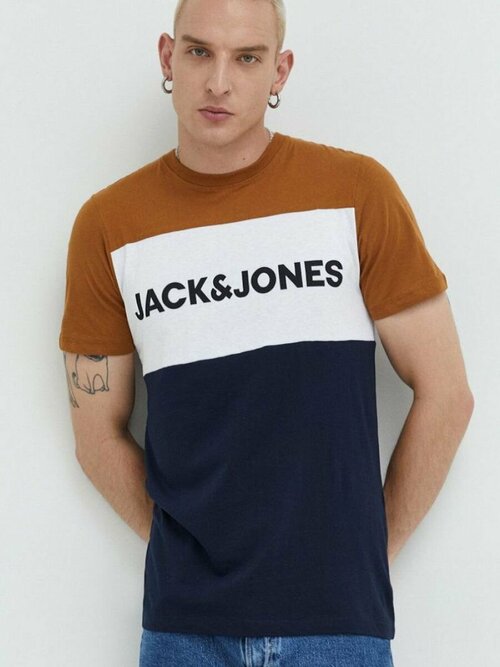 Футболка Jack & Jones, размер 44, белый, черный