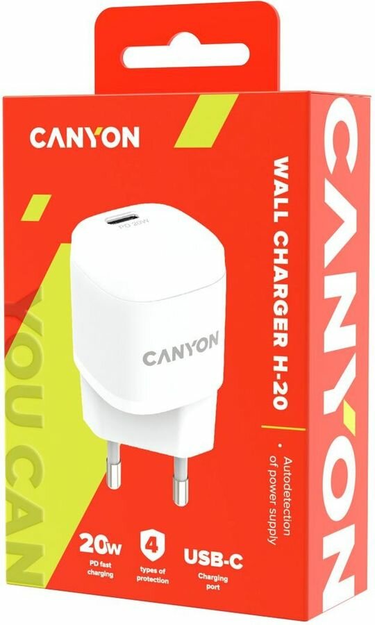 Зарядное устройство сетевое Canyon CNE-CHA20W05 PD 20Вт, USB-C, белый - фото №20