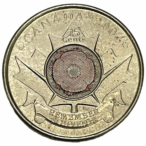 канада 25 центов 2011 г природа канады косатка цветное покрытие Канада 25 центов 2004 г. (День памяти) (Цветное покрытие)