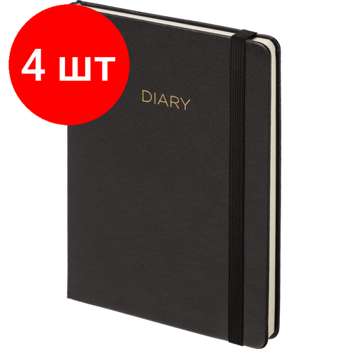 Комплект 4 штук, Ежедневник недатированный черный, А5 136 л, Dairy, ATTACHE attache ежедневник недатированный а5 136 листов черный 2 шт