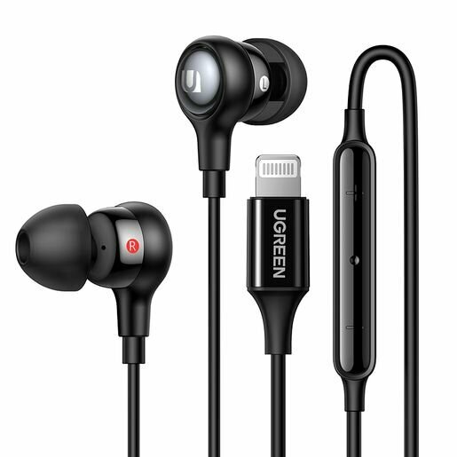 Наушники проводные Xiaomi UGREEN EP103 In-Ear Earphones with Lightning Connector. черный