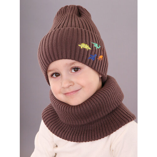 фото Шапка бини поляярик, размер 50-52, бежевый, мультиколор