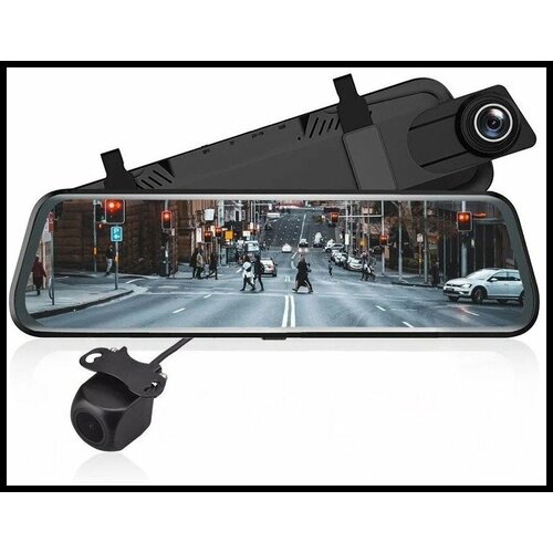 Автомобильный видеорегистратор / Зеркало заднего вида с видео регистратором /9.66-дюймовый экран / G-сенсор /кабель 6м