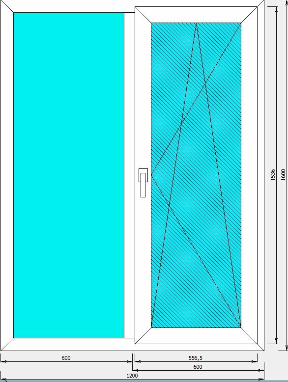 фото Пластиковое окно "Veka WHS" двухстворчатое, 120 х 160 см
