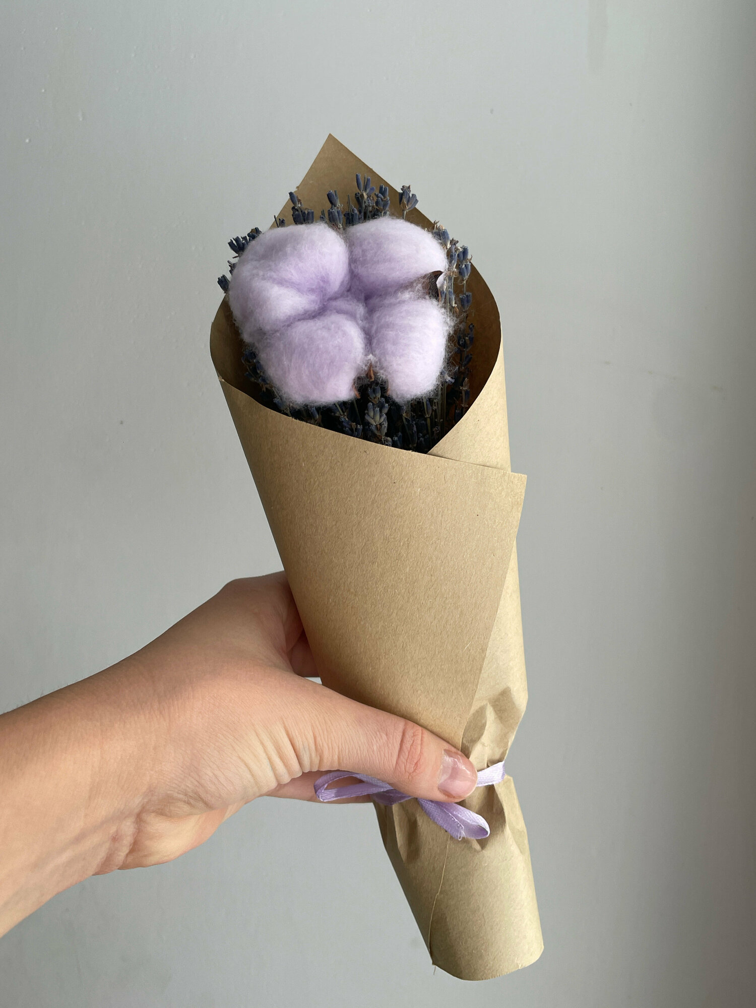 Букет лаванды с хлопком - ароматный сухоцвет