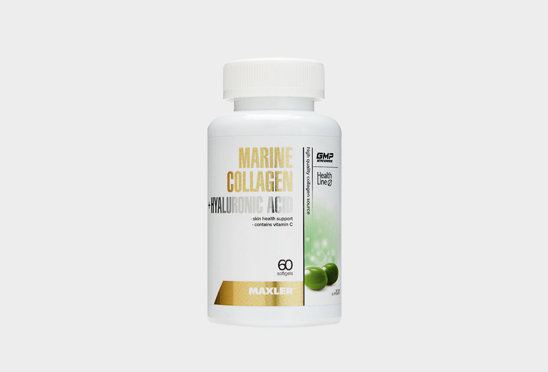Комплекс витаминов и минералов для красоты кожи MAXLER, Marine Collagen Hyaluronic Acid Complex, в капсулах 60мл