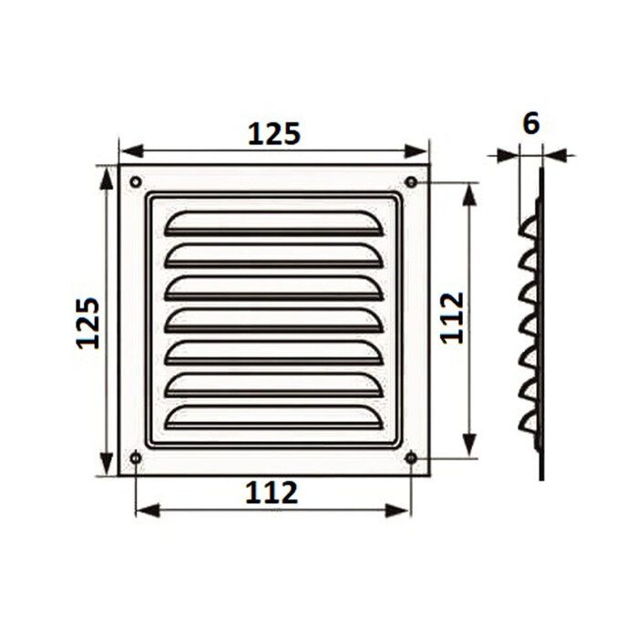 Решетка вентиляционная ZEIN Люкс РМ1212М, 125х125 мм, с сеткой, металлическая, медный антик