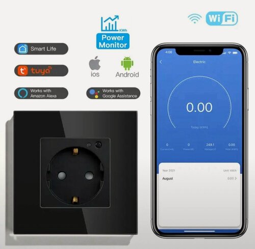 Изображение товара Умная розетка Wi-Fi мониторингом расхода электроэнергии с голосовым управление Яндекс станцией Алисой Марусей