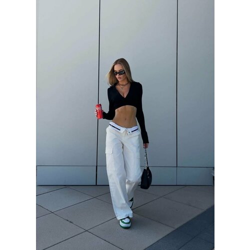 Брюки карго FEELZ, размер M, белый осенние бесшовные брюки с высокой эластичностью для фитнеса женские облегающие брюки с завышенной талией тренировочные штаны для йоги же