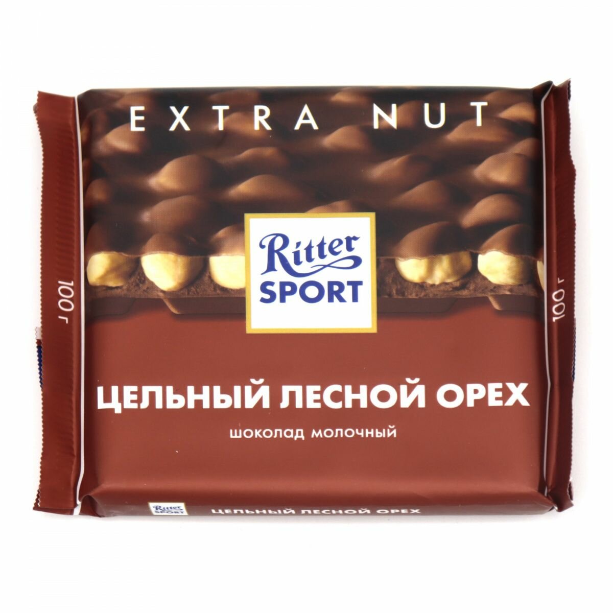 Шоколад Ritter Sport Extra Nut молочный цельный лесной орех, 100 г