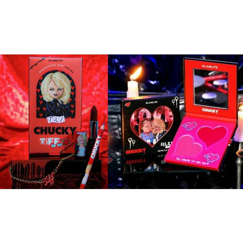 Набор декоративной косметики Chucky x Glamlite : румяна New Blush Duo; набор для губ Tiff