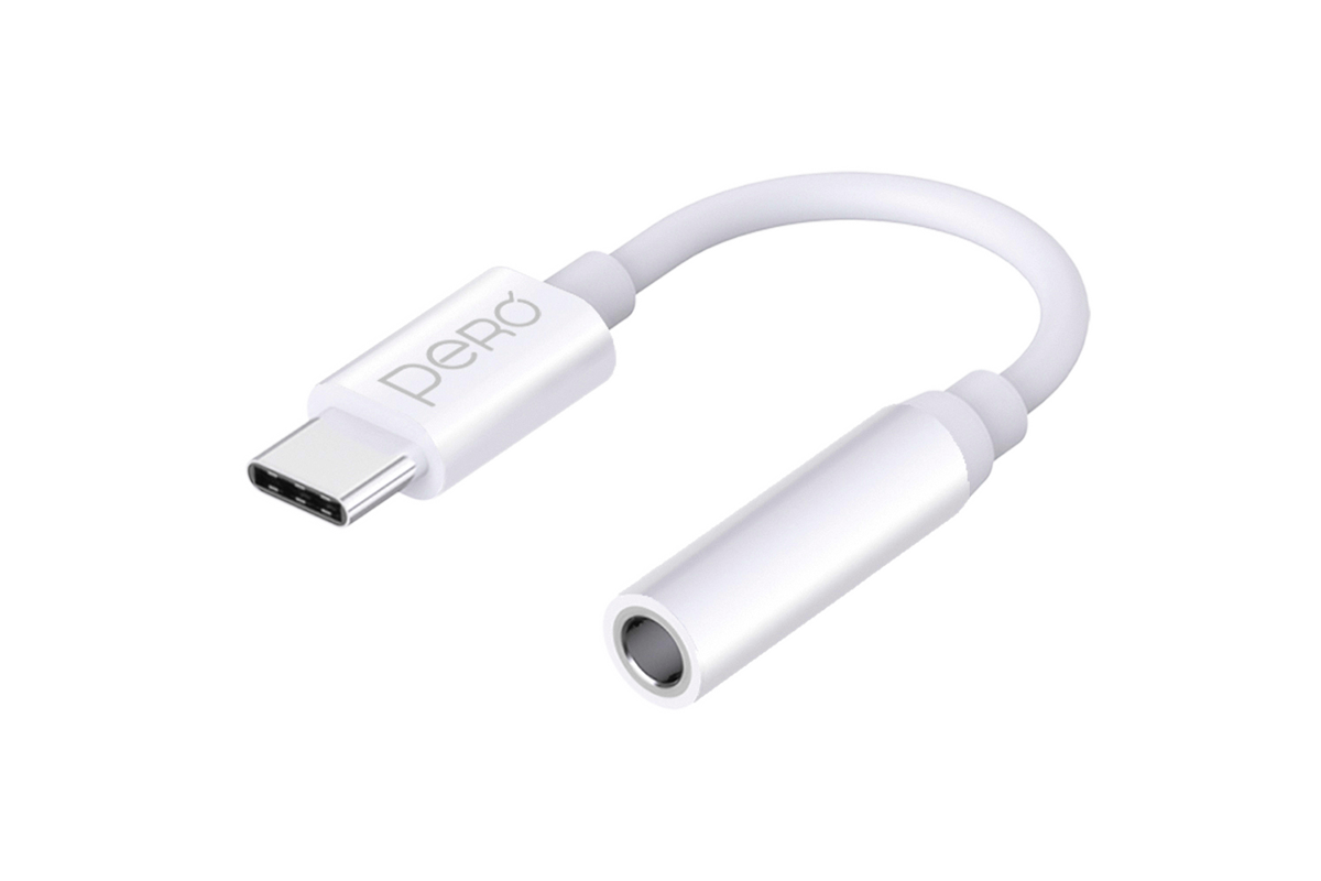 Адаптер PERO AD09 USB-C TO MINI JACK 3.5MM, белый