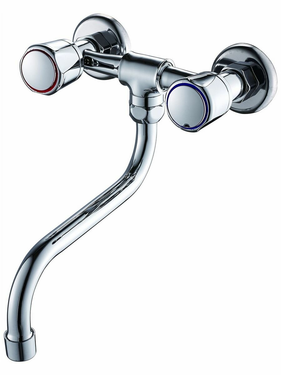 фото Настенный смеситель на кухню для раковины поворотный излив