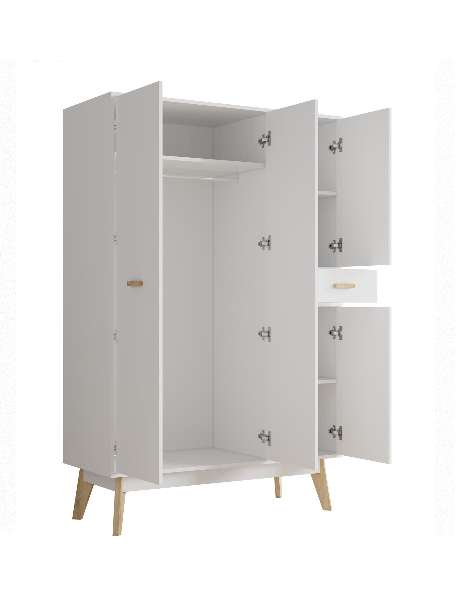Шкаф для одежды распашной, с ящиком 2126, Принцесса Мелания, Белый, 1850х1190х500 мм