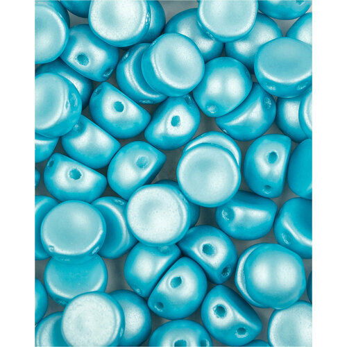 Стеклянные чешские бусины с двумя отверстиями, Cabochon bead, 6 мм, цвет Alabaster Pastel Aqua, 10 шт.