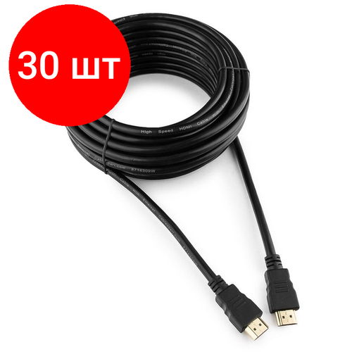 Комплект 30 штук, Кабель HDMI - HDMI, М/М, 10 м, v2.0, поз. р, экр, Cablexpert, CC-HDMI4-10M комплект 5 штук кабель hdmi hdmi м м 1 8 м v2 0 поз р экр cablexpert cc hdmi4 6