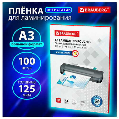 Комплект 5 шт Пленки-заготовки для ламинирования антистатик большого формата А3 комплект 100 шт 125 мкм BRAUBERG 531797 18184₽