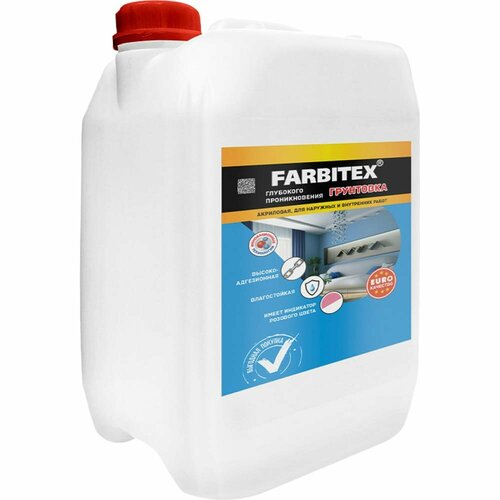 Акриловая грунтовка Farbitex 4300001560 грунтовка акриловая бетоноконтакт farbitex артикул 4300011405 фасовка 3 кг