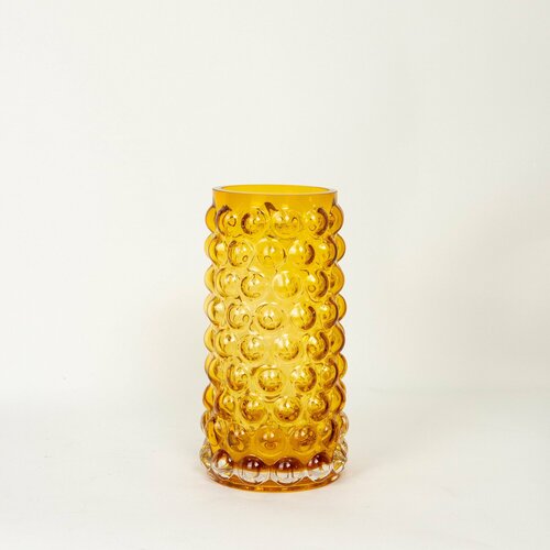 Ваза стеклянная янтарная 23 см / Ваза для интерьера, для декора