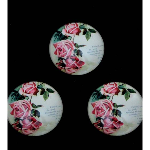 Кабошоны-фишки (стекло) розы 25мм (9шт) 1860-10150а